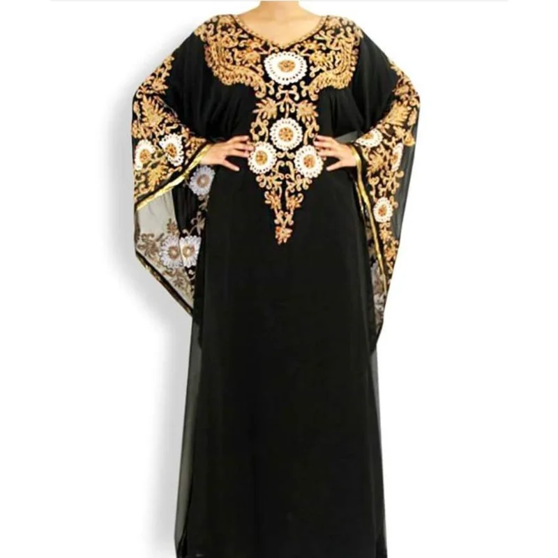 

Black New Morocco Dubai Kaftans Farasha Abaya Dresses Are Very Fancy Long Dresses with European and American Fashion Trends