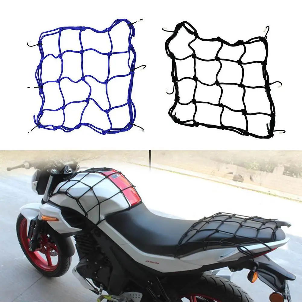 New Motorcycle Luggage Net Cover Bike Hold Down Fuel Tank Luggage Mesh Rubber Elastic Web Bungee Motorcycle Bike Tank Car