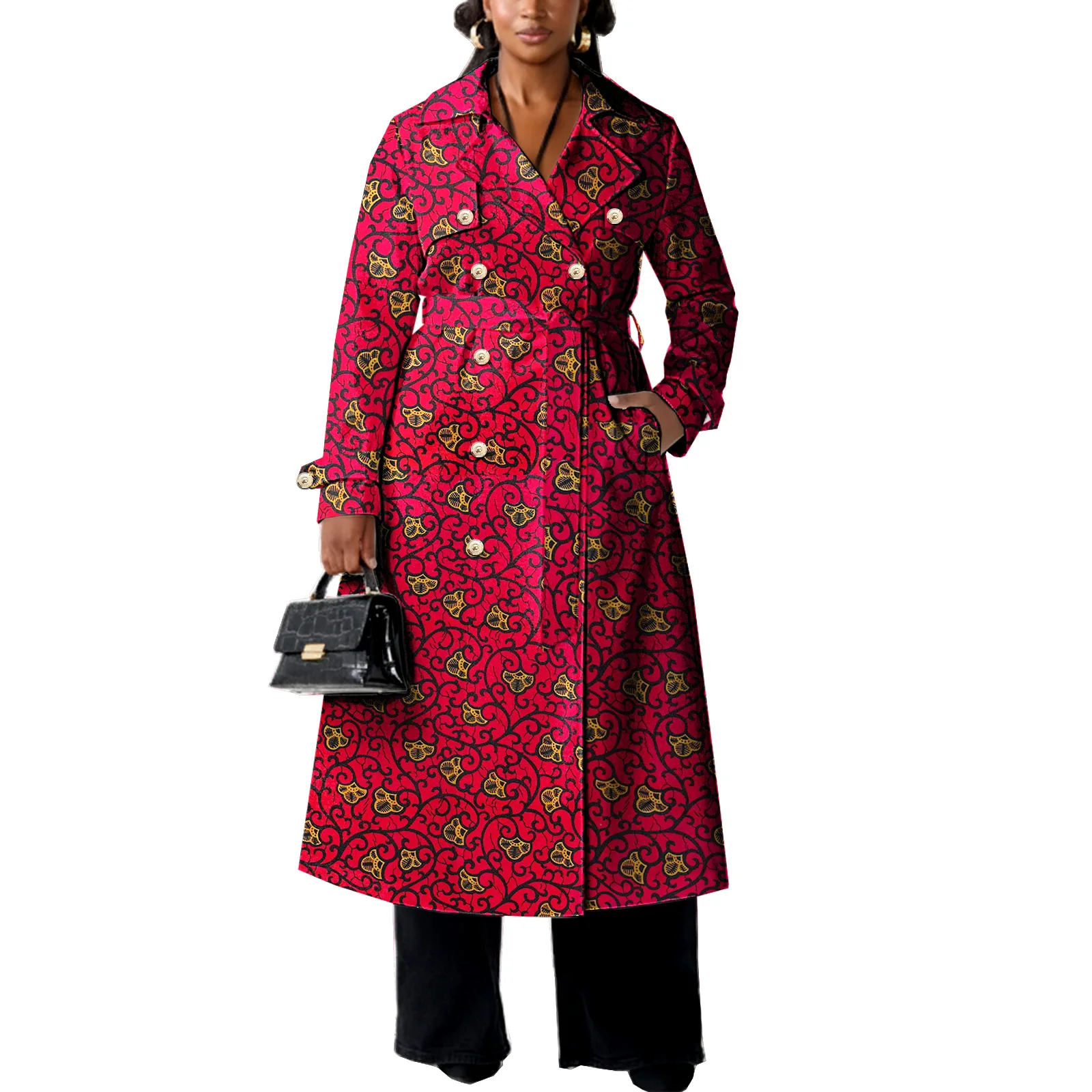 

SES & ALP африканское длинное пальто для женщин, традиционная верхняя куртка с восковым принтом Дашики, повседневная одежда в Анкаре, наряд