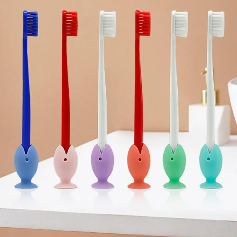 Base de brosse à dents de dessin animé mignon pratique, outil de rangement de brosse de maquillage, porte-brosse à dents écologique, poisson