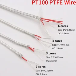 PT100 Compensation Wire 2 3 4 6 Cores PTFE Insulator Silver Plated Copper Shield Signal Line Thermal Resistance Sensor Cable