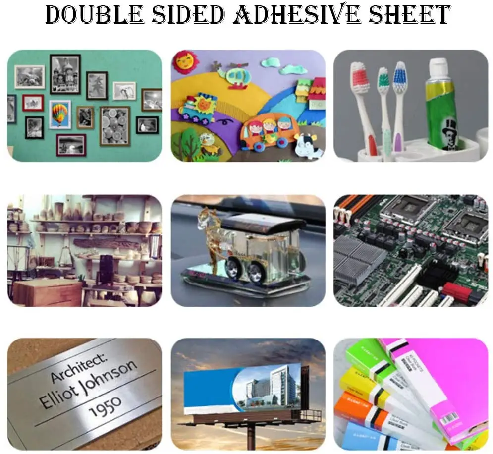 A4 Size White Double Sided Tape Sheets Strong Adhesive Tap Sheet Sticky Film 0.1mm for Arts Craft Photo Albums Making