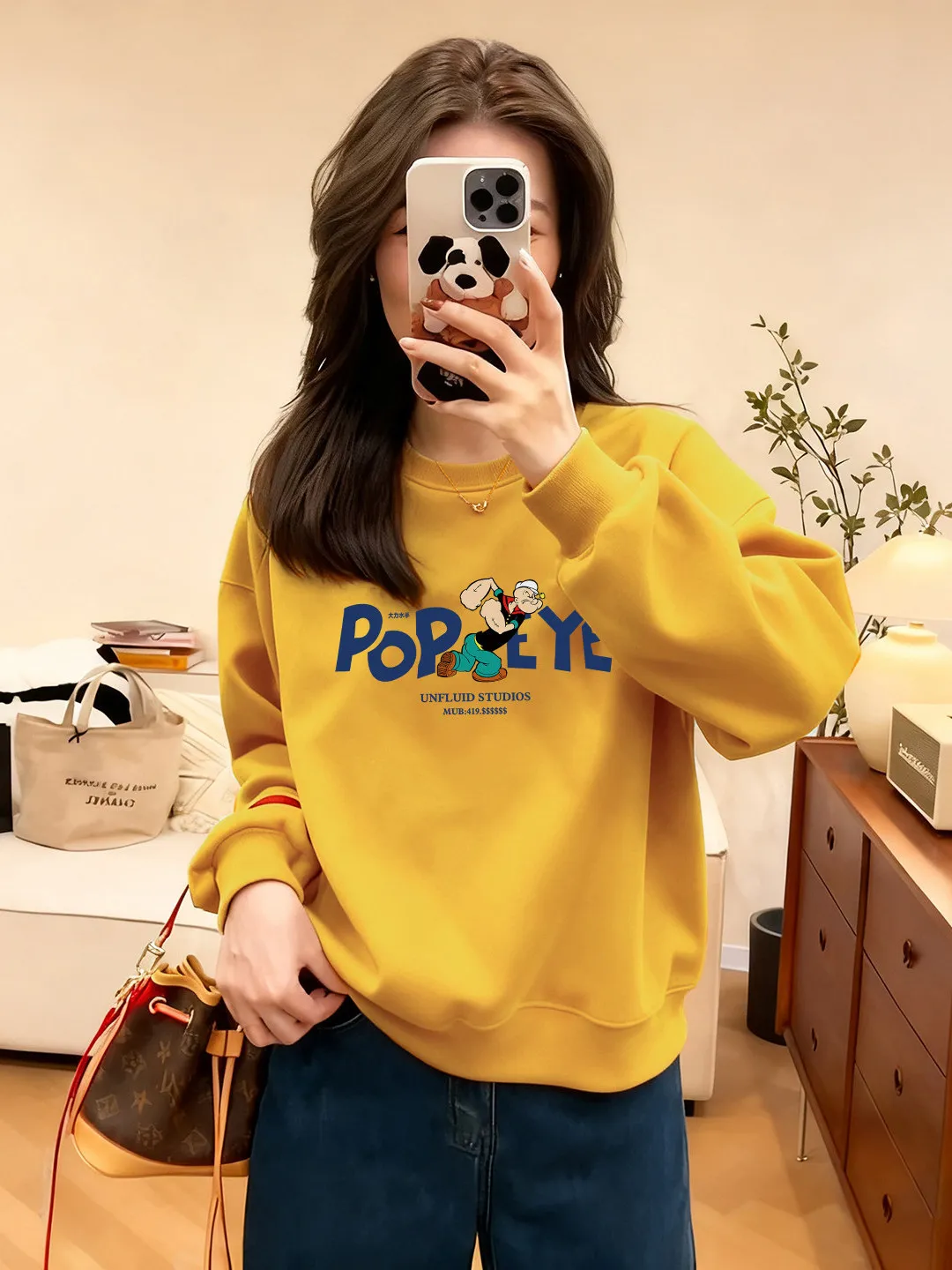 Sweat-shirt rond Ne pour femme, vêtement d'extérieur ample, doublé de Fce, couleur vin rouge, lettres imprimées, haut pour l'automne et l'hiver