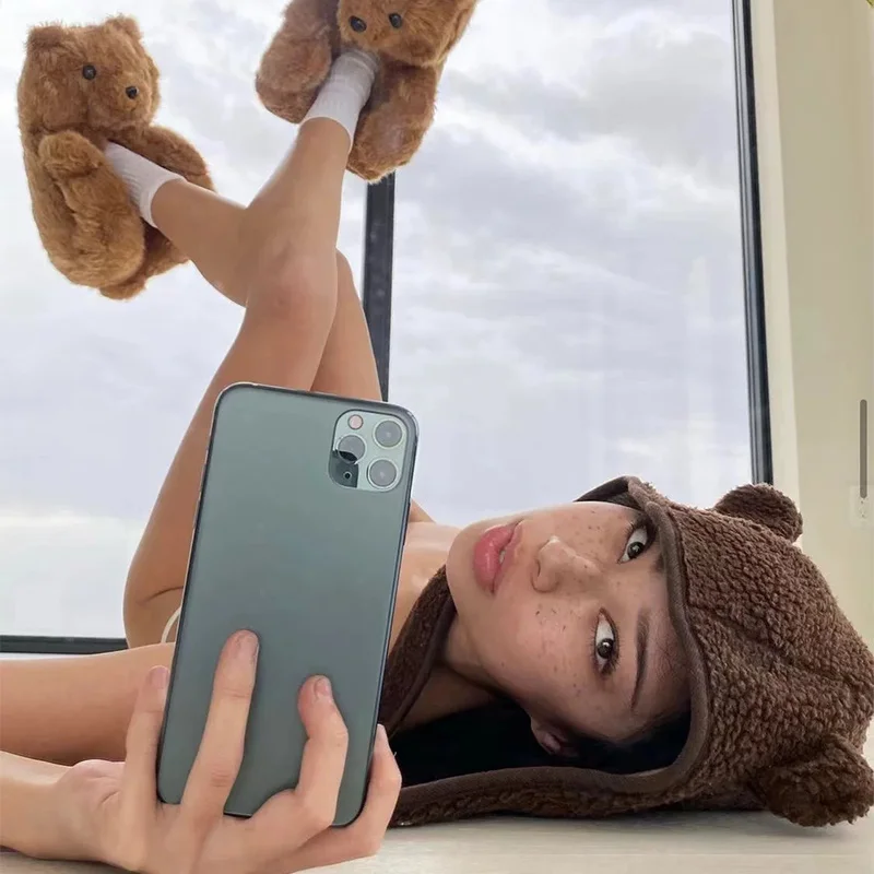 Korean Version Cute Little Bear Warm Hat Plush Lei Feng Hat Winter Ear Protection Hat Women Man Hat Winter Hats Earflap Hat