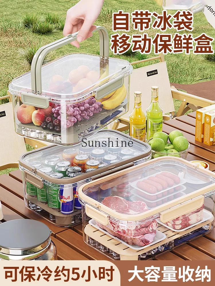 Portable crisper outdoor tableware portable set camping fruit bento box