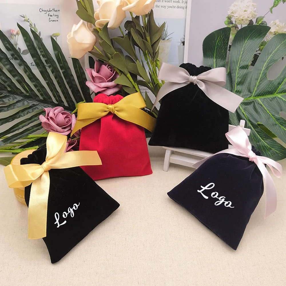 

Роскошная бархатная сумка многоразового использования по индивидуальному заказу, сумки для ювелирных изделий на шнурке с логотипом, серьги, кольца, косметические сумки-органайзеры для духов и пыли