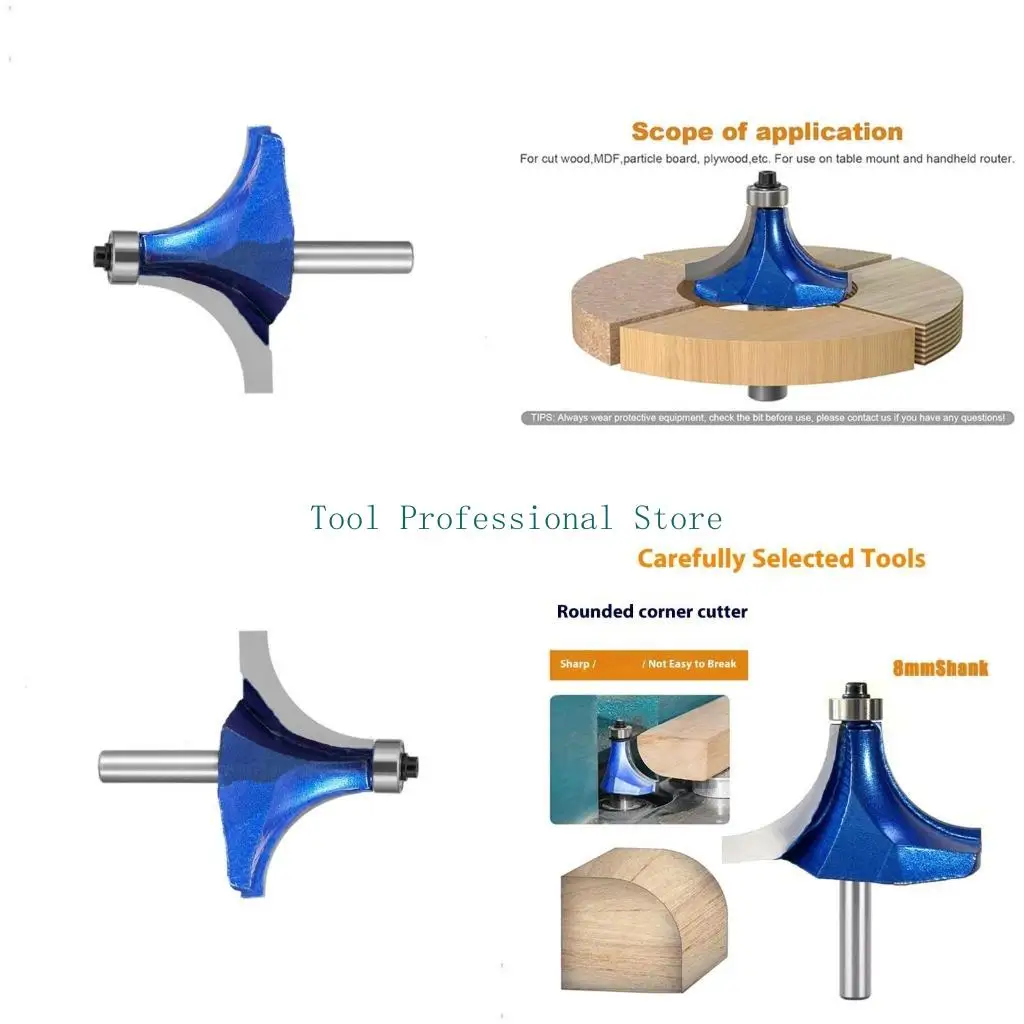 

57QF 8mm Shank Corner Round Bit Woodworking Flush Trim Router Bit Bearing