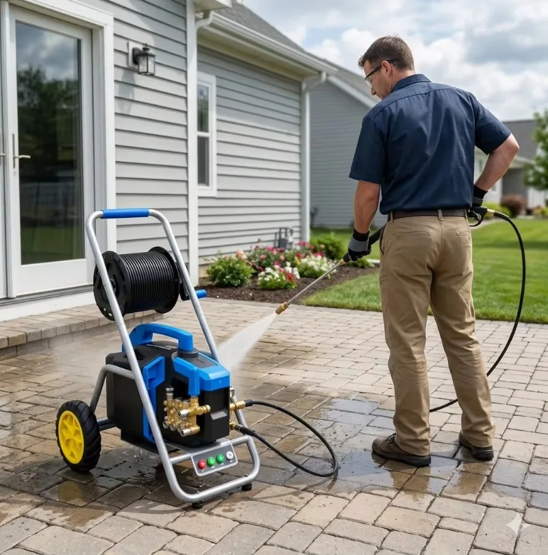2.5KW Portable High Pressure Washer with Hose Reel for Car Washing Floor Patio Cleaning