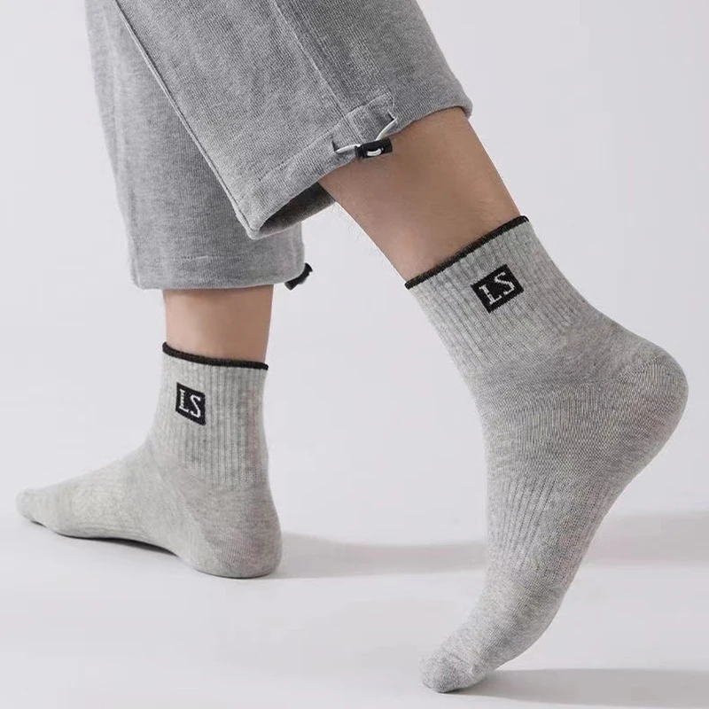 5 Paar Sportsokken Heren Mid-Tube Sox Katoen Anti-Geur Ademend Casual Sokken Zweet-Absorberende Loopcomfort Mid Tube Sokken