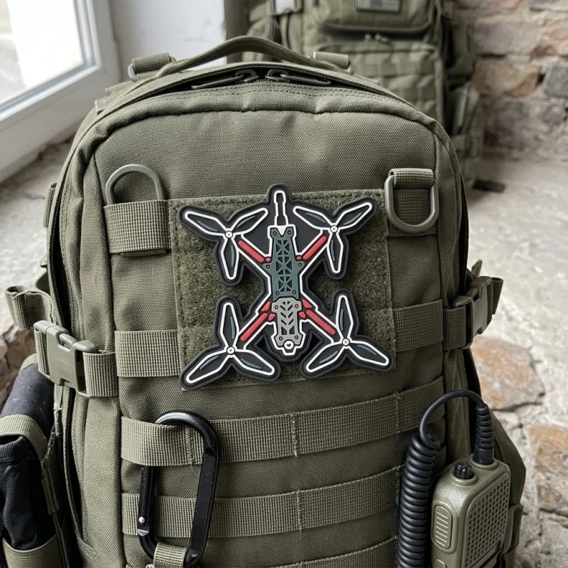 Tactical FPV Racing Quadcopter Drone PVC Patch Military Morale Badge Hook Loop Patches Clothing Backpack Stickers