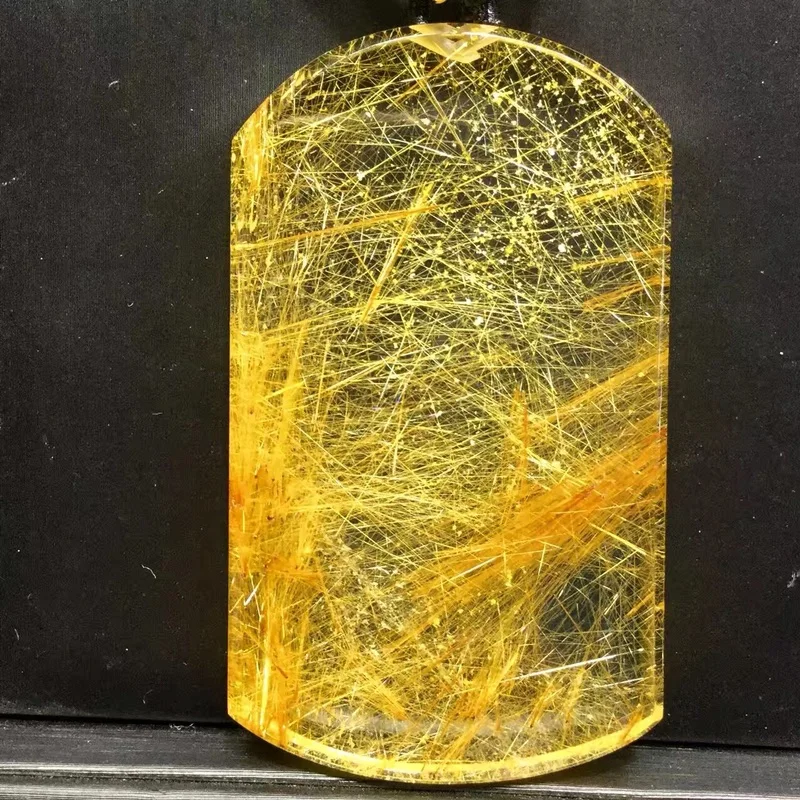 Natural Gold Rutilated Quartz Pendant 71*42*9mm Necklace Jewelry wealth Rutilated Women Men AAAAAAA