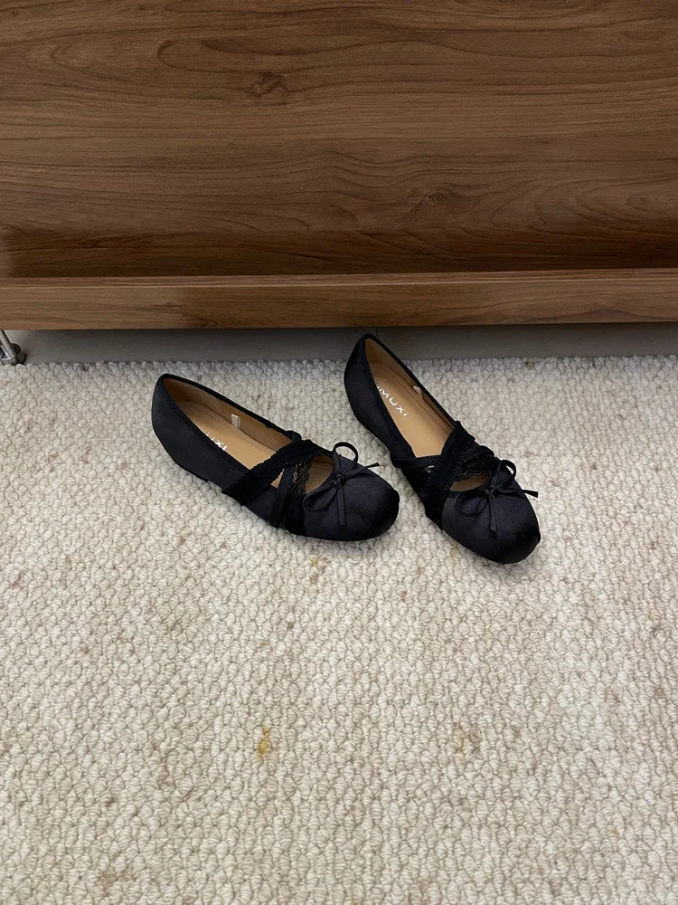 ballet-flats-silk-fairy-wind-lace-crossed-satin-ballet-shoes-round-toe-slip-on-high-insole-women's-fashion-shoes-for-daily-wear