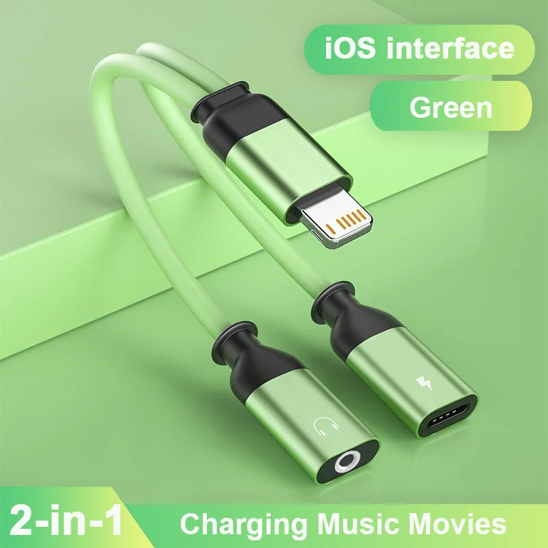 OTG 2 IN 1 iOS To iOS Fast Charging Adapter 3.5mm Headphone Jack Adapter Splitter For iPhone 14 13 12 11 8 Pro Max X XR SE iPad