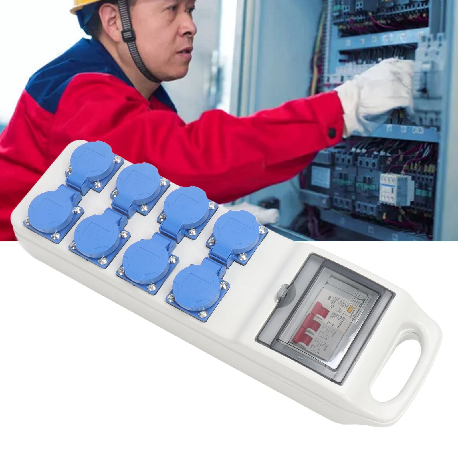 

Industrial Socket Box 8 Way IP65 Waterproof Portable Socket Distribution Box with Leakage Circuit Breaker 200‑250VAC