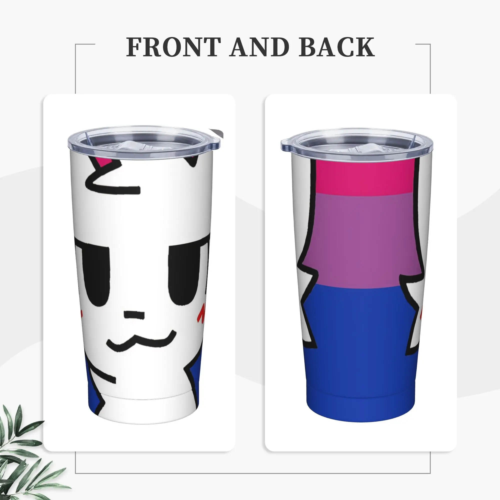 Boykissers Silly Insulated Tumbler with Straws Lid Cat Stainless Steel Thermal Mug Outdoor Travel Spill Proof Cups, 20oz