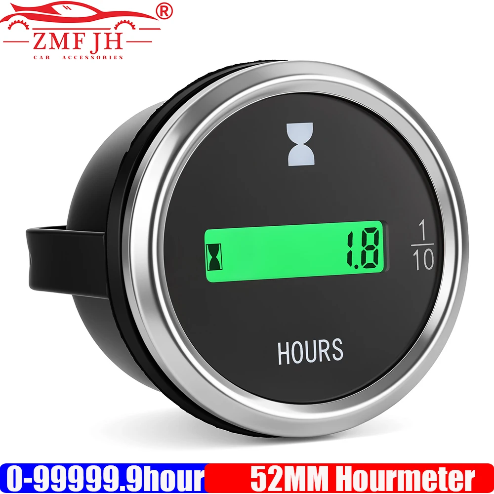 0-99999.9 Hours Digital Hour Meter Marine Boat Engine Round Waterproof Gauge Car Trucks Mechanical Hour Meter Counter 12V 24V