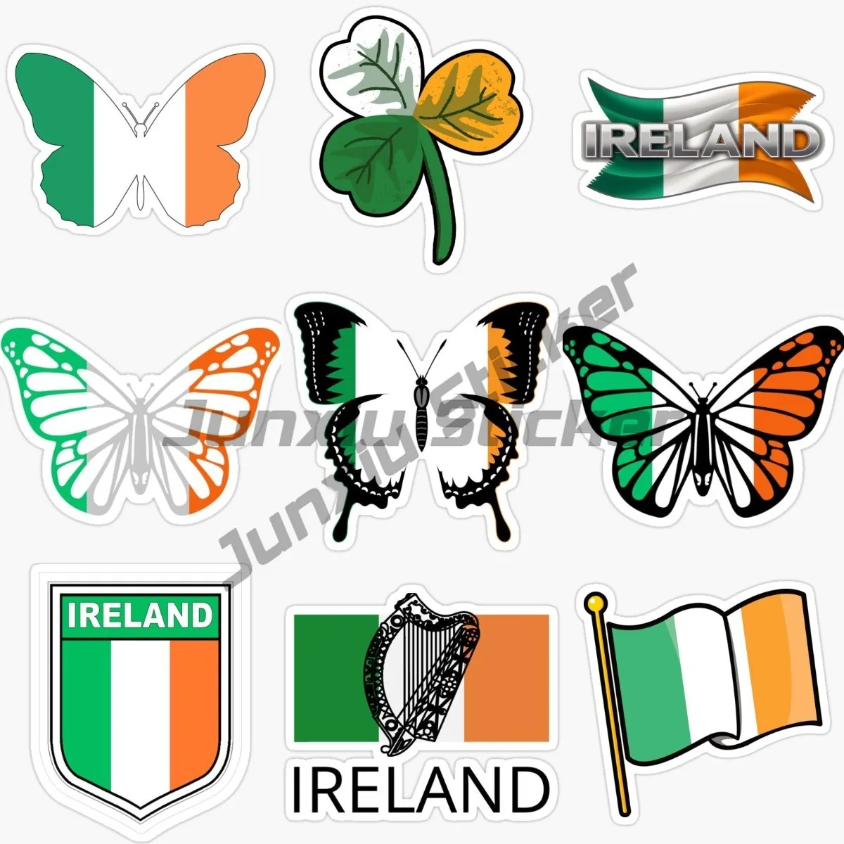 Ireland Flag Butterfly Emblem Car Sticker Vinyl Self Adhesive Decal Suitable Motorcycle Helmets Cars Bicycles Decoration Sticker