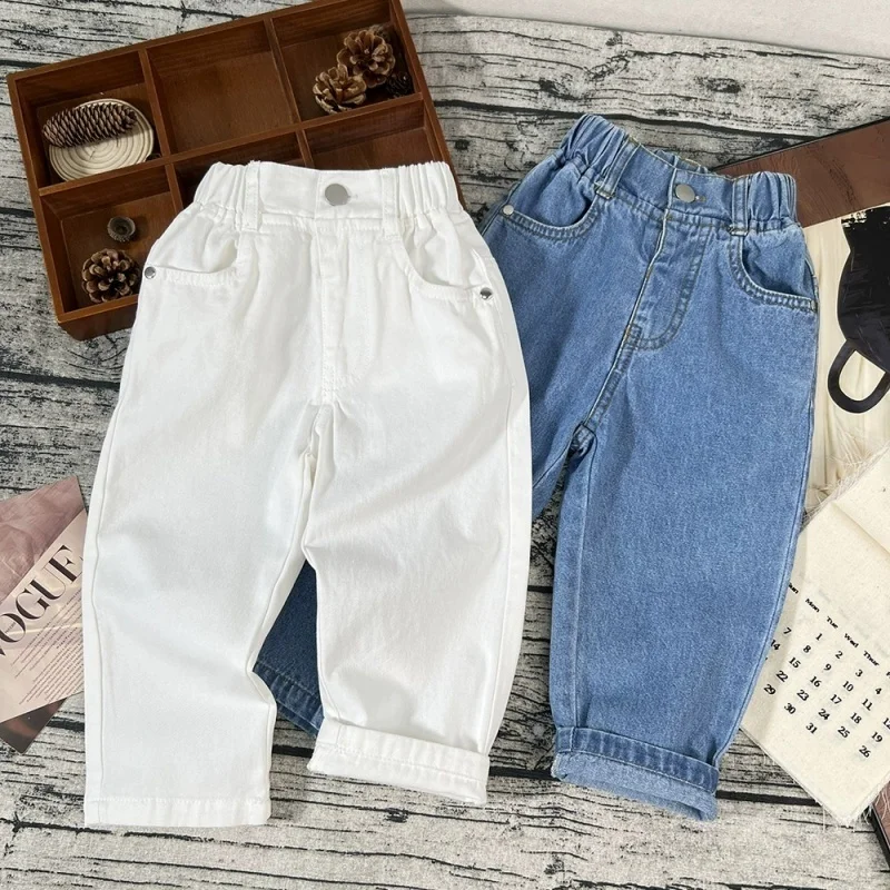 

Girls and Boys Retro Solid Color Jeans 2026 Spring and Autumn New Fashion Versatile Korean Version Straight Pants Clothing