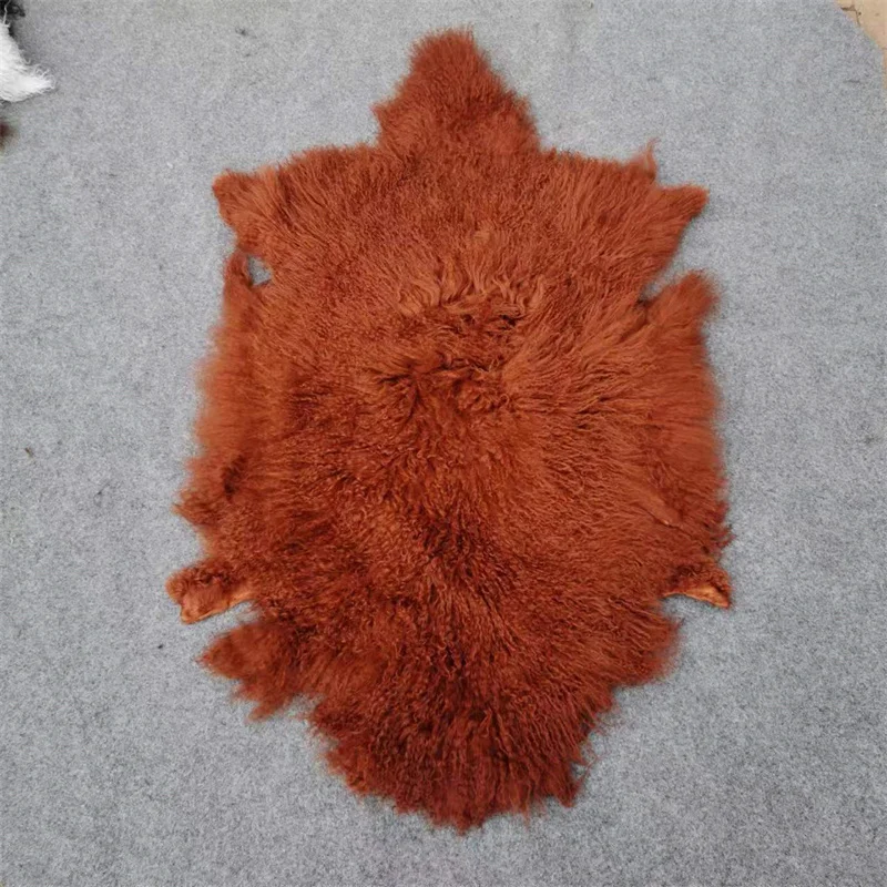 Factory Wholesale Supply Long Hair Curly Mongolian Tibet Lamb Skin for Garments Blankets Room Decorations