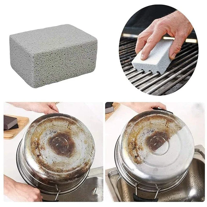 Emption!4Pack Grill Griddle Cleaning Brick Block,Grill Cleaning Brick,For Flat Tops, Griddles, Grills - Natural Lava Pumice Rock