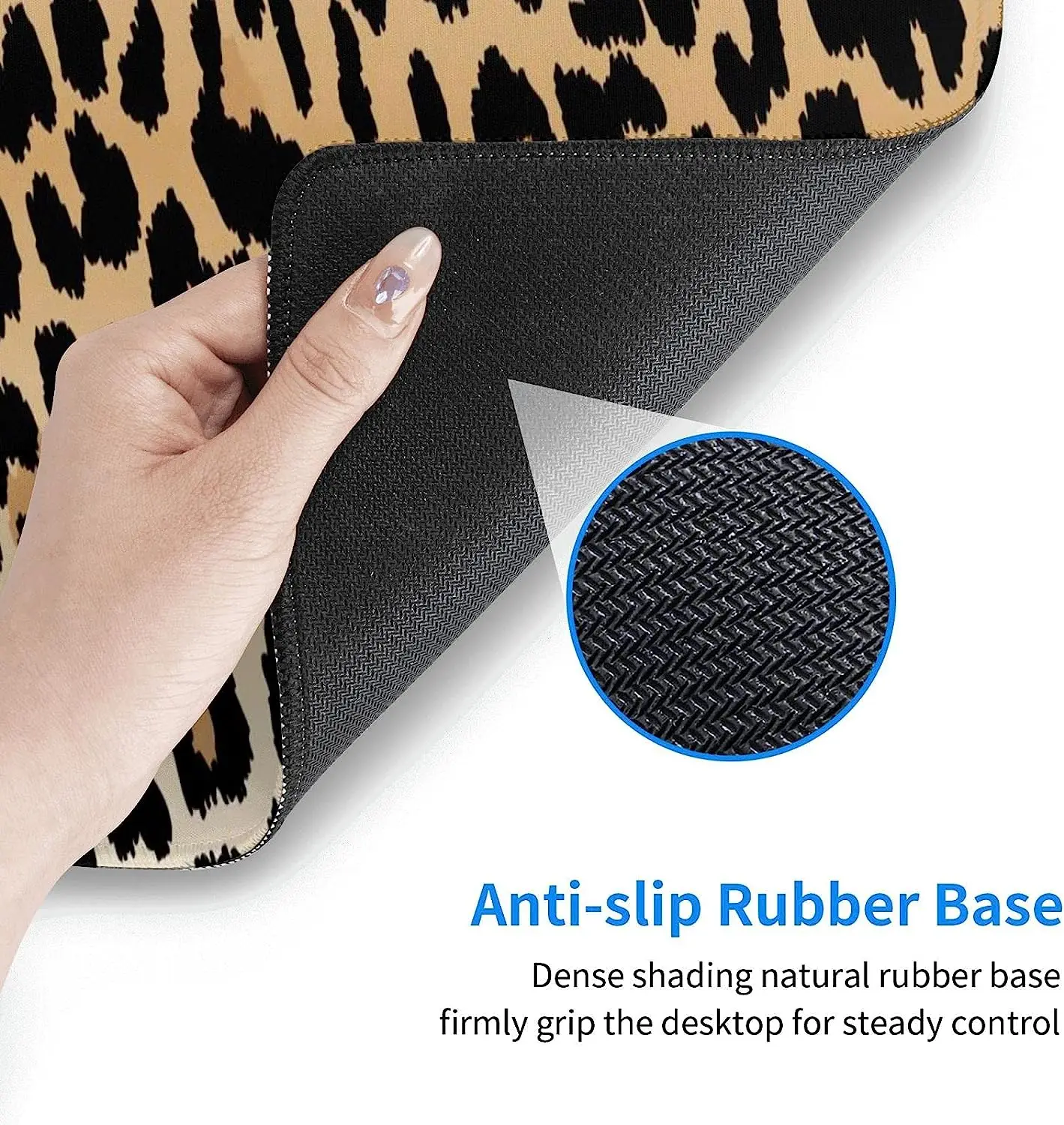 Leopard Print Desk Pad 35.4x15.7 Inch XXL Animal Cheetah Spots Print Extended Mouse Pad Non-Slip Rubber Base Large