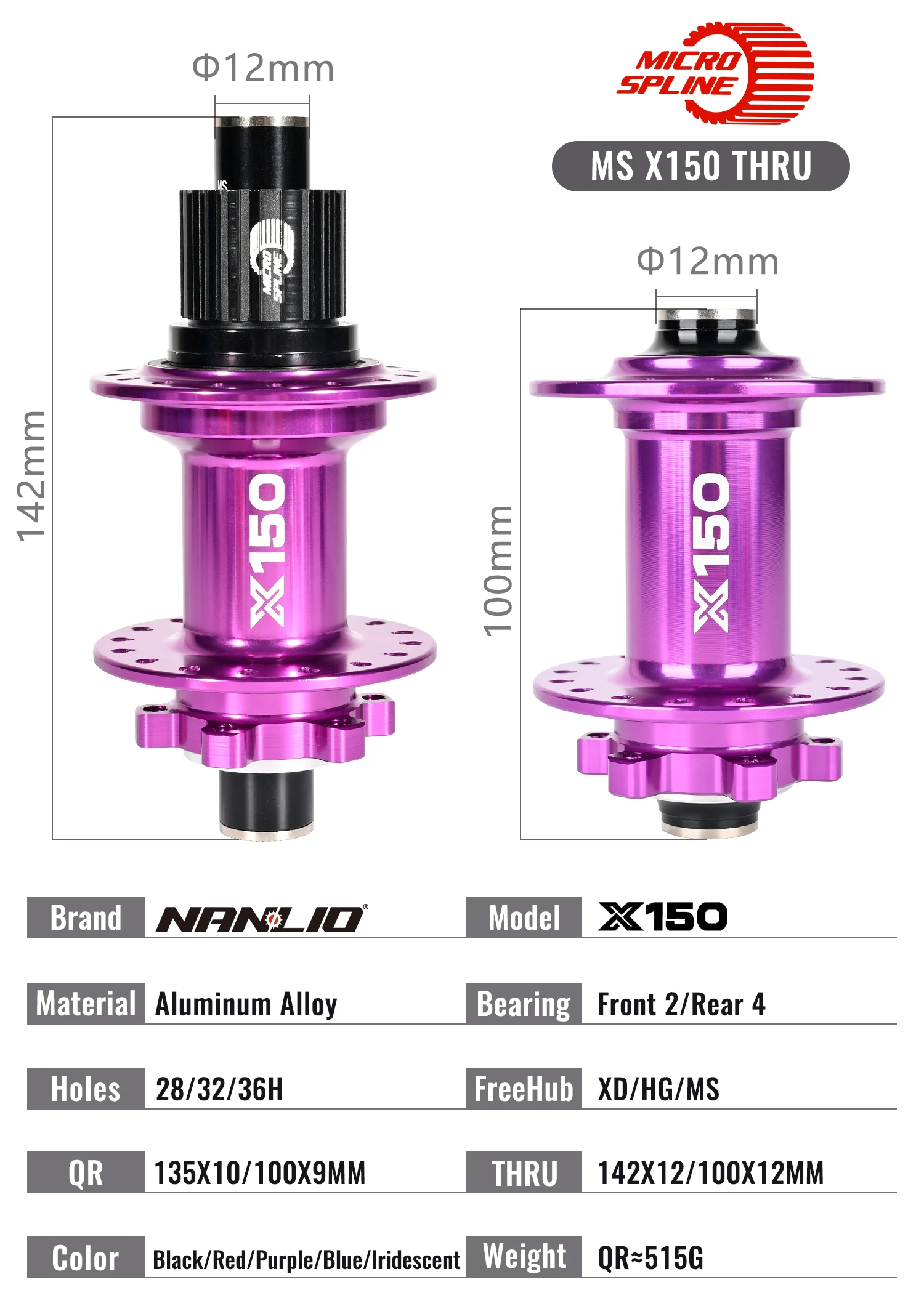 Rennrad naben für Kies fahren vordere Hinterrad naben Nanlio x150 142x12mm x 12mm 28 32 36 Löcher hg nx sx ms 11 12-Gang 6 Sperrklinken – Detail 5