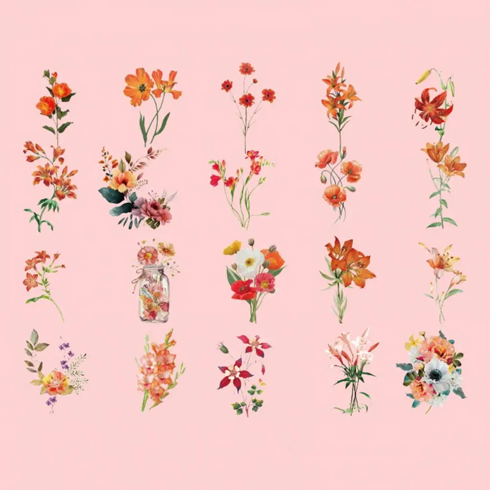 Fade-resistant Pvc Stickers Vintage Floral Plant Scrapbooking Sticker Set for Diy Crafts Album Notebook 40pcs Exquisite