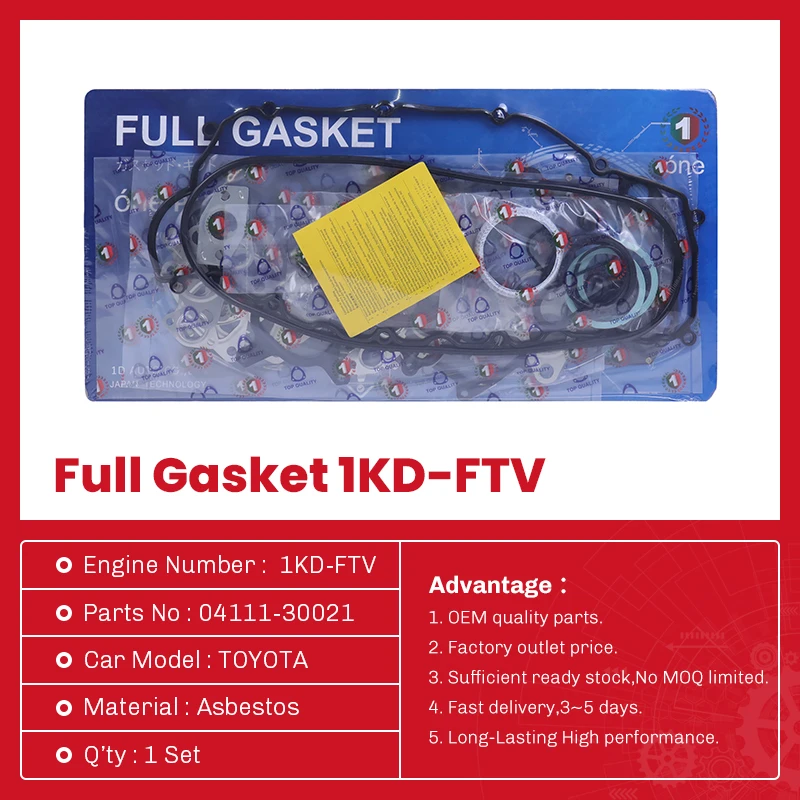 Automotive GASKET Full Set 1KD-FTV OEM: 04111-30021 full gasket  for TOYOTA