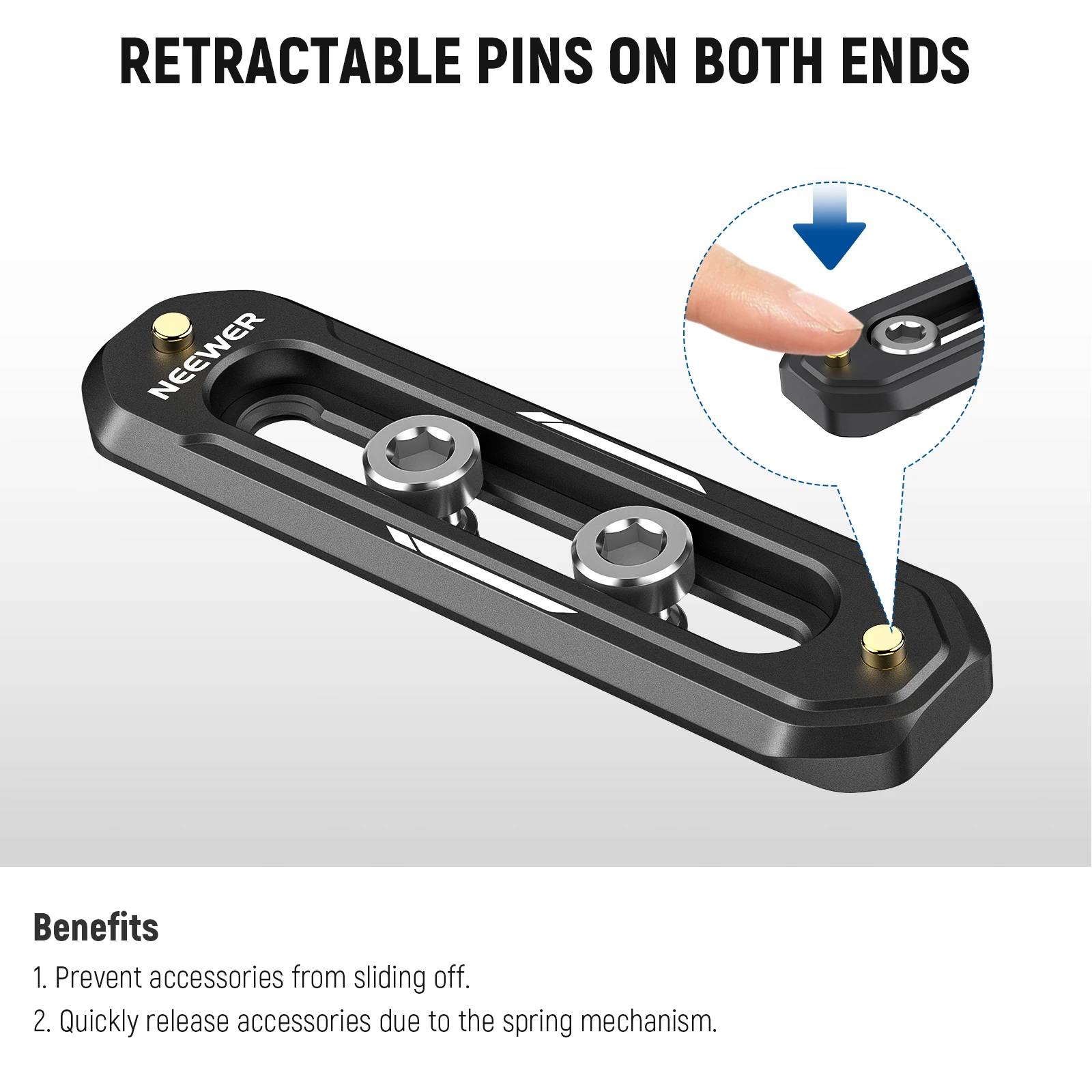 Neewer-ミニnatoレールセット、2パック、2.4 "、60mm、3" 、75mm、qr natoレール、安全ピン付き、natoクランプ用1/4 "ネジ、トップハンドルサイド