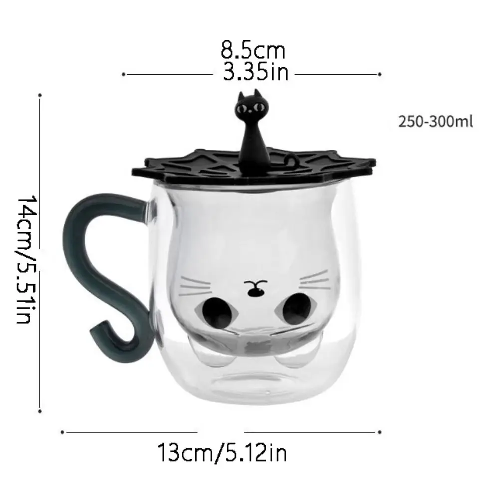Insulated Glass Coffee Mugs Double-Walled Cartoon Cat Espresso Coffee Cups Heat Resistant Drinkware Water Cups Summer