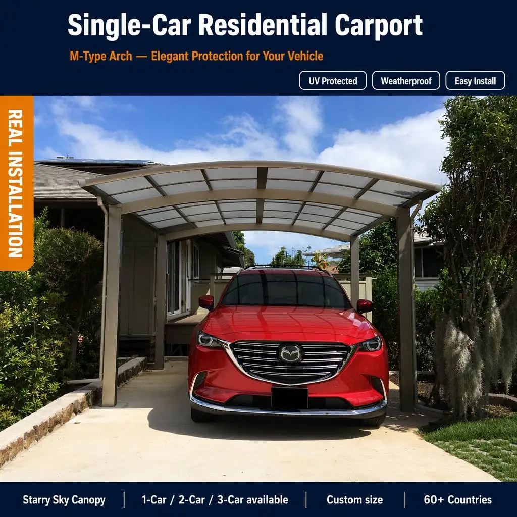 Modern Outdoor Parking Shade Anti-rust Metal Structure High Strength 6063-T5 Alloy Heavy Snow Resistance Car Shelter Canopy