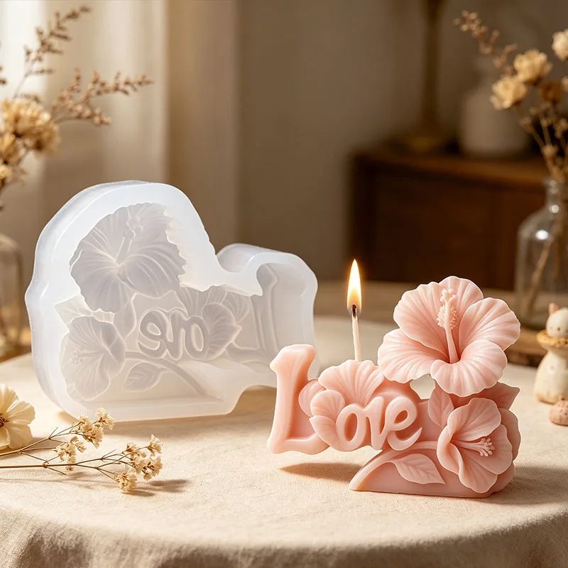 3D Flower Candle Silicone Mold for Wedding Valentine's Day Hibiscus Daisy Dahlia Tulip Vase Scented Aroma Soap Wax Ornament Mold - view 2