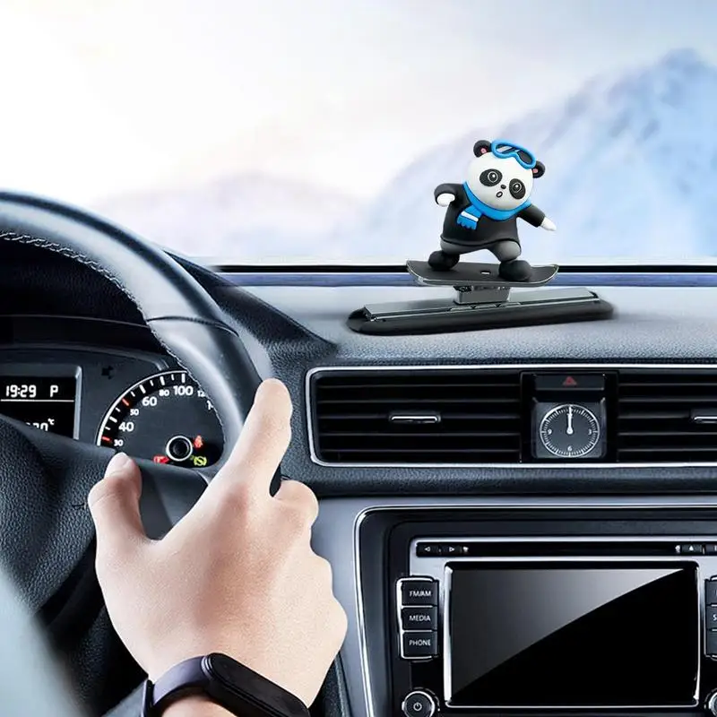 Skateboard Bear For Car Funny Skater Bear Car Interior Decoration Dashboard Ornament Skateboarding Bear Car Decor For Car Center