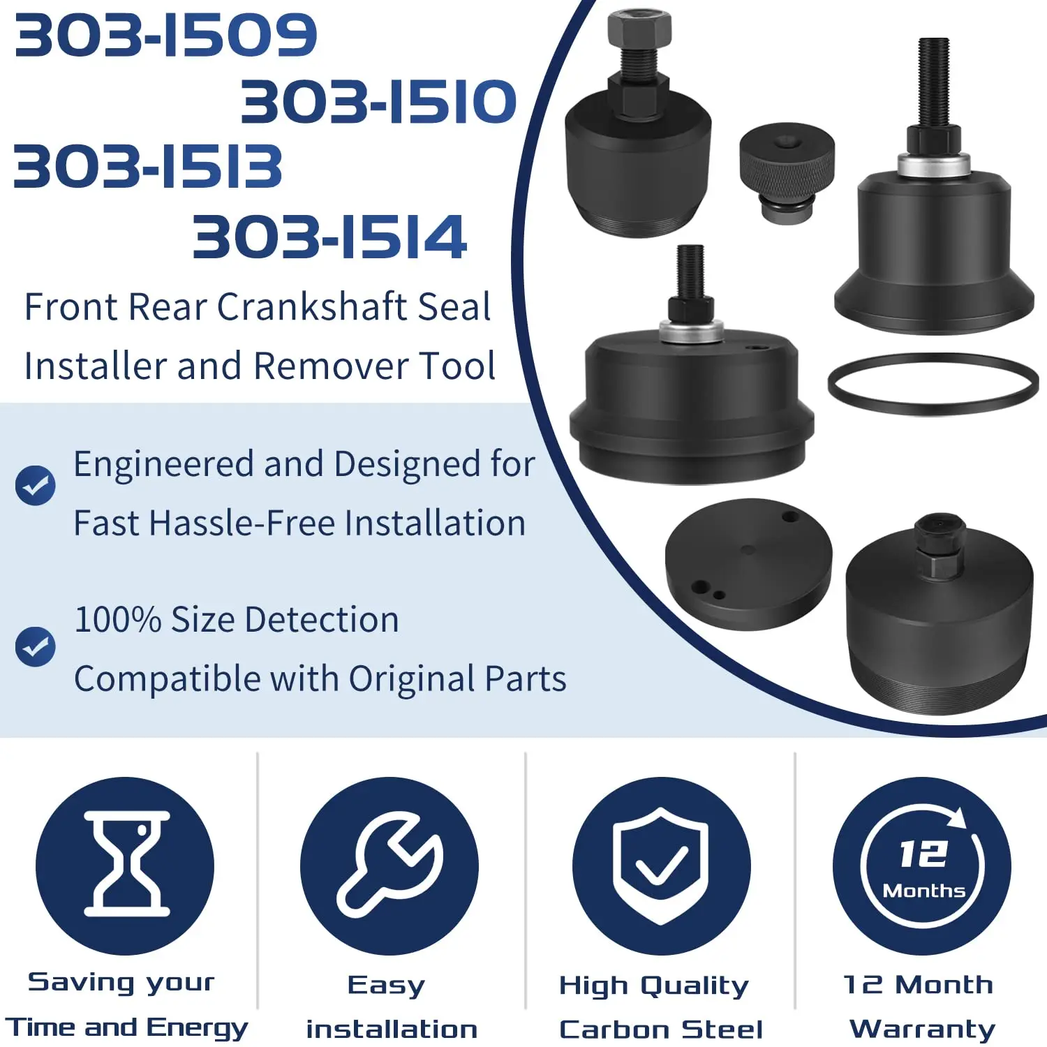 Front and Rear Crankshaft Seal Installer Remover Set Fit for 6.7L Power stroke 2011-2021 Ford Super Duty Diesel F250 F350 F450