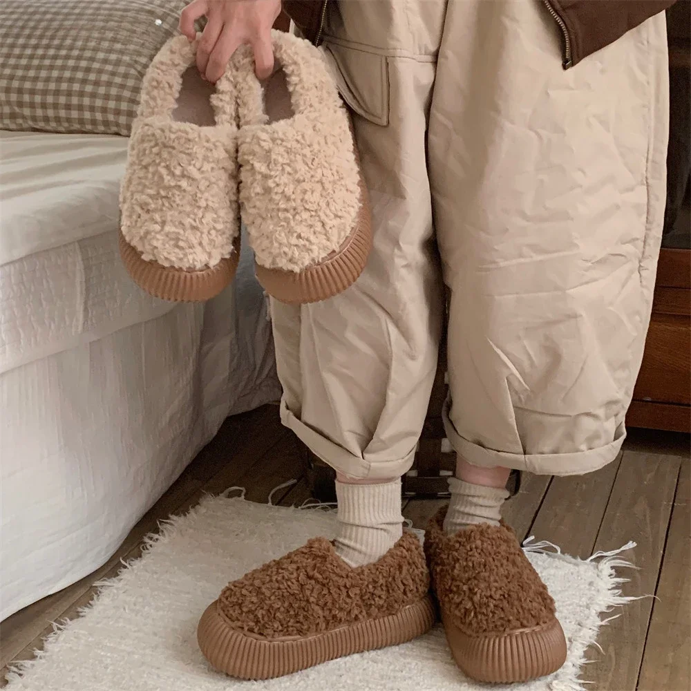 New Keep Warm Winter Ankle Boots Women 2024 Faux Suede Non-Slip Thicken Plush Snow Boots Woman Comfort Slip-On Soft Cotton Shoes