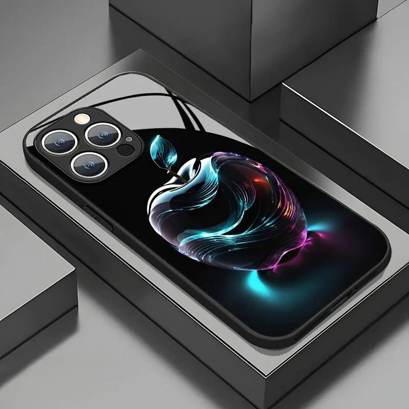 

Fantasy Crystal For Apple Pattern Tempered Glass Black Phone Case For Samsung Galaxy S25 S24 S23 Ultra Plus FE Cover