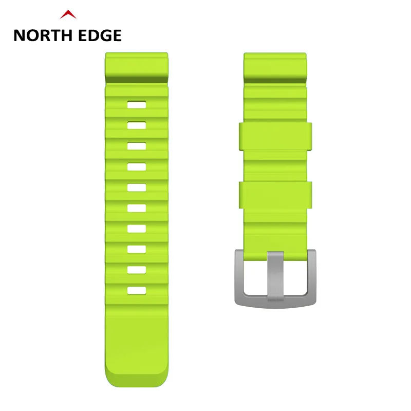 NORTH EDGE Colorful Solid Silicone Watch Strap With Steel Buckle 24mm Quick Release Sports Watch Aqua Gavia Apache Strap