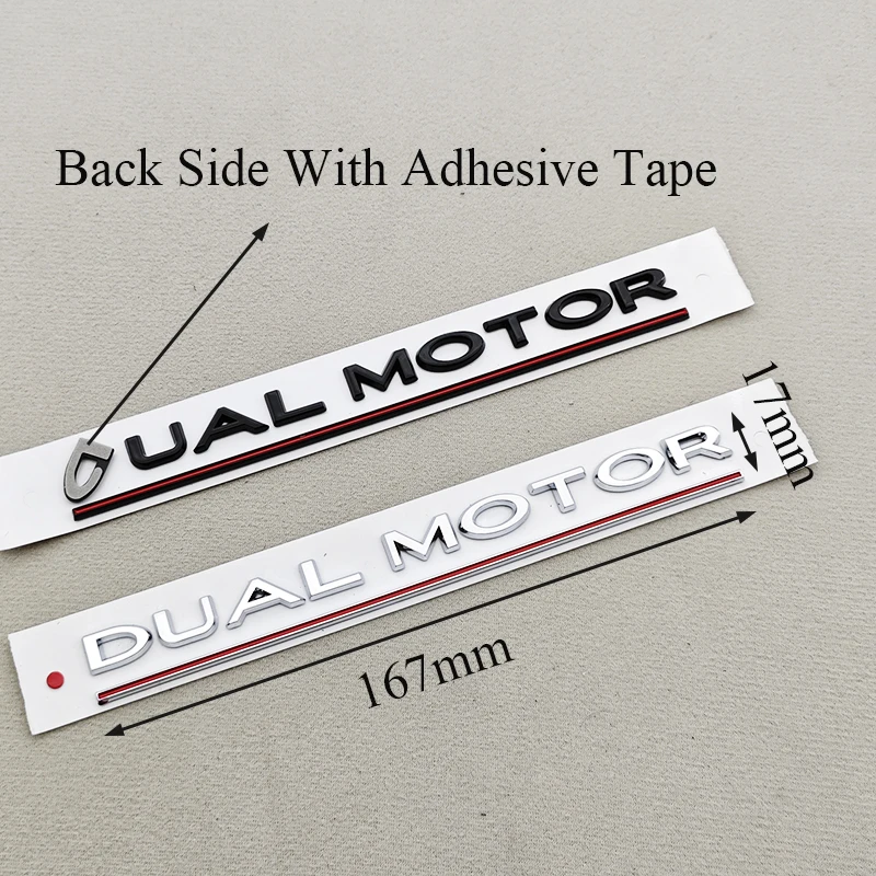 3d ABS Chrome Black Car Letters Logo DUAL MOTOR Emblem Rear Trunk Badge for Model 3 Y Dual Motor Sticker Auto Accessories
