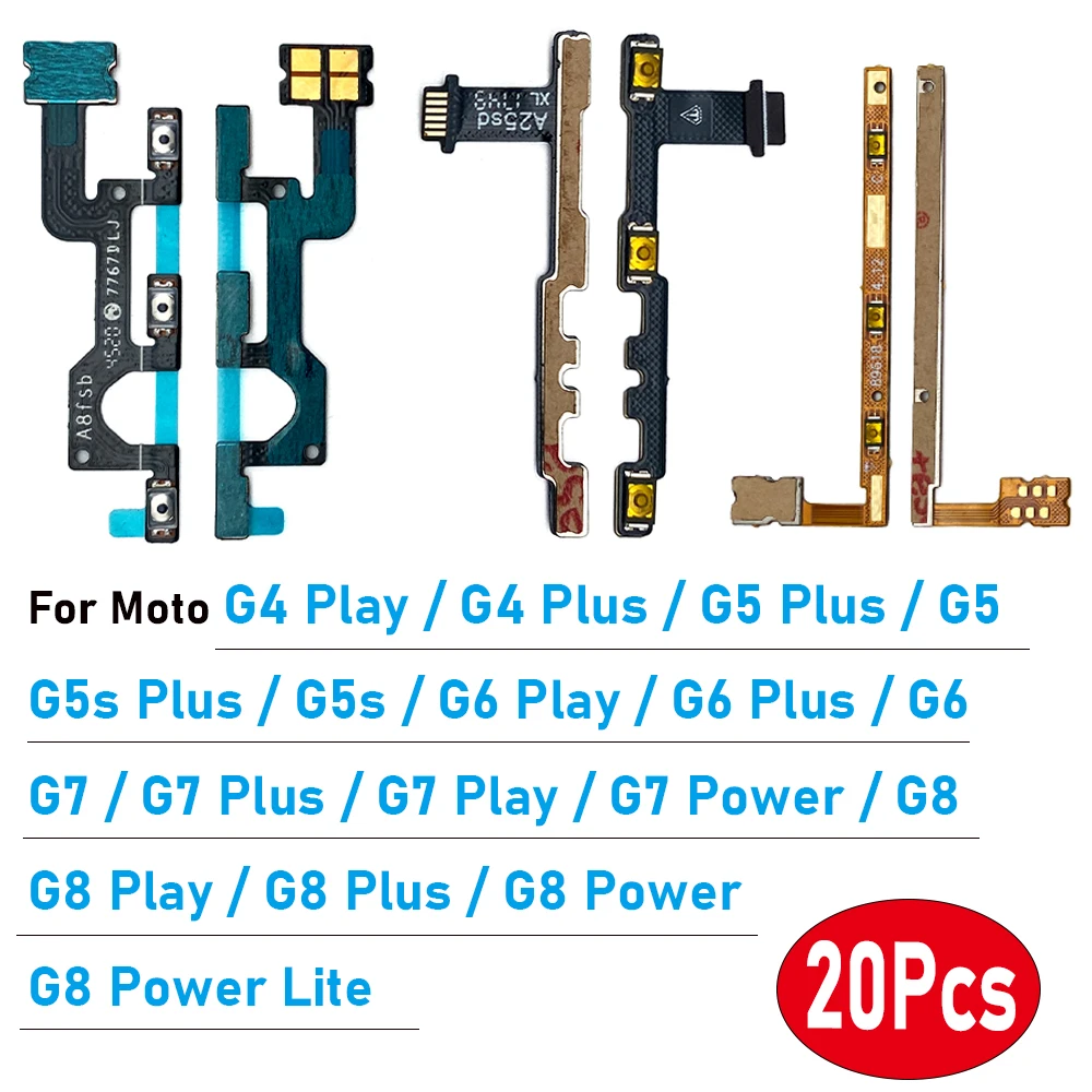 20Pcs，NEW Power On Off Volume Side Button Key Flex Cable Replacement Parts For Moto G8 Power Lite G7 G6 G5 G5S G4 Plus Play