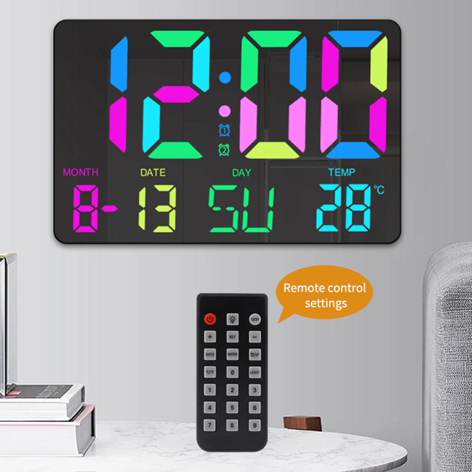 HD RGB Nightlight LED Digital Alarm Clock For Bedroom with Super Loud Dual alarms USB Charging Port for Livingroom,Bedside