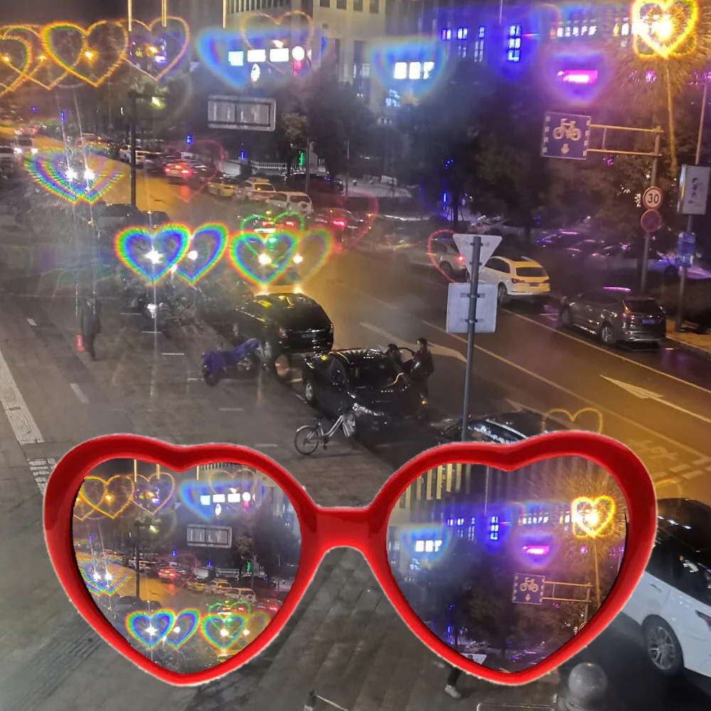 Funny Love Heart/Flower Diffraction Effects Glasses Watch the Lights Change to Firework Love Heart Special Effects Sunglasses