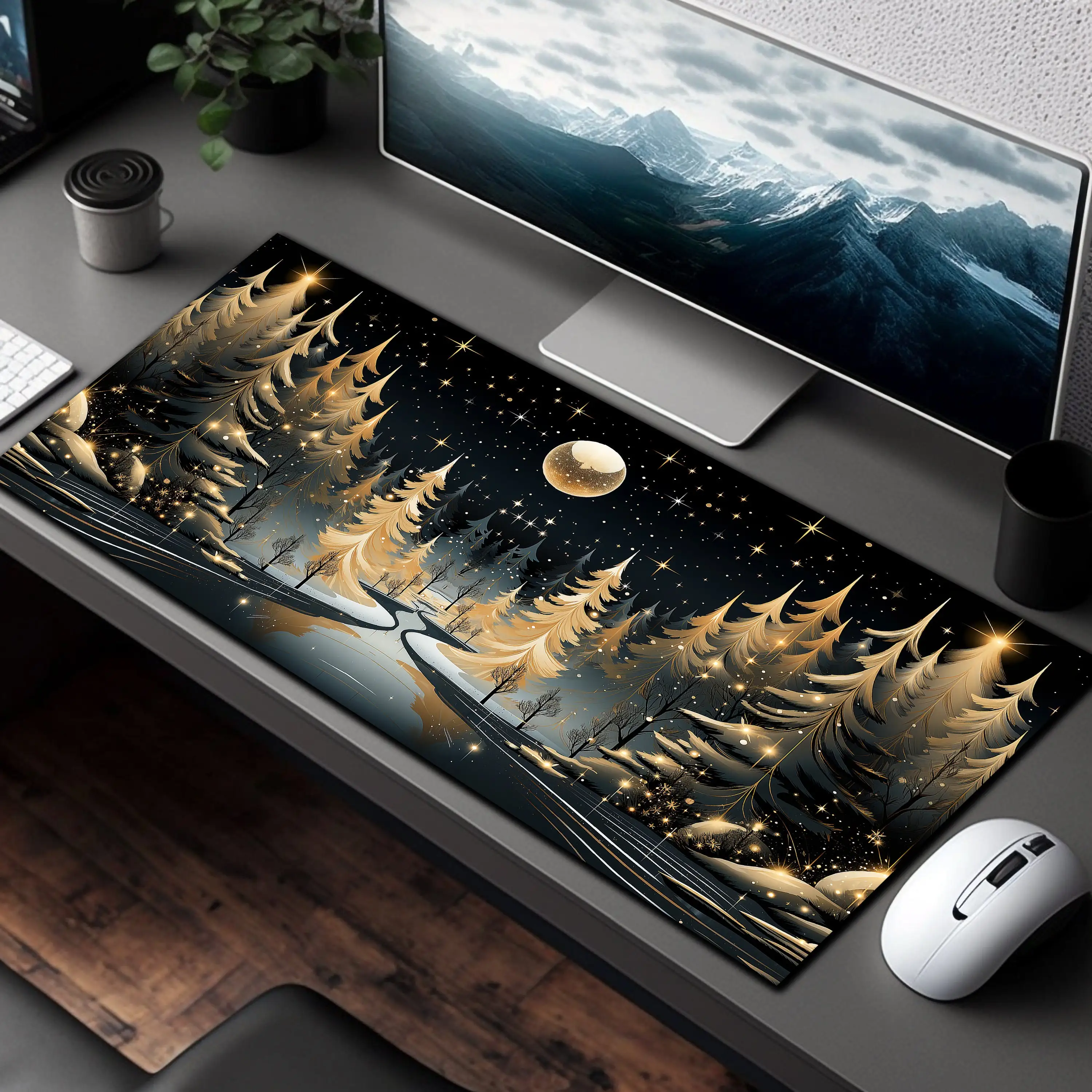 

Golden Christmas Magical Desktop Decoration, Beautiful Natural Desktop Decor, Gaming Mouse Pad, The Perfect Gift for Friends.