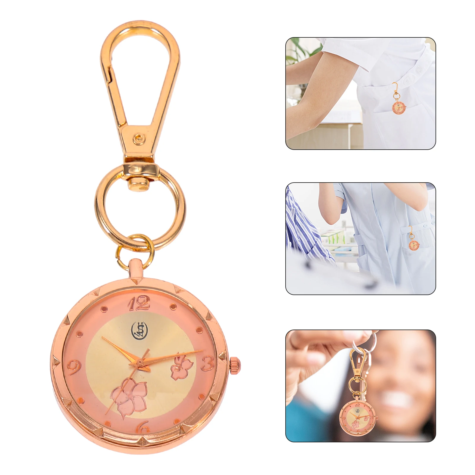

Key Chain Watch Hanging Pocket Fob Buckle Nurse Carabiner Clip on Accessory Alloy Chest for Nurses Man
