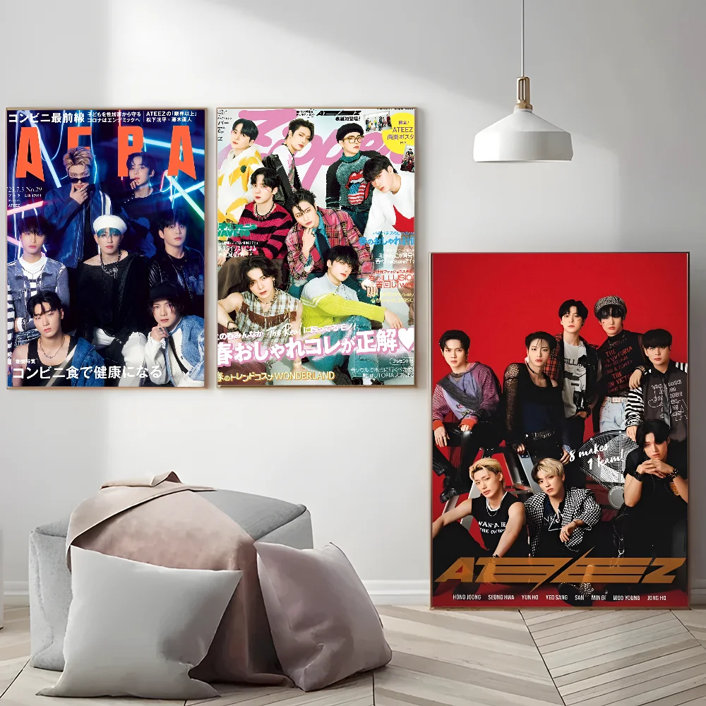 A-ATEEZ KPOP Whitepaper Poster HD Quality Poster Wall Art Painting Study Room Wall Decor