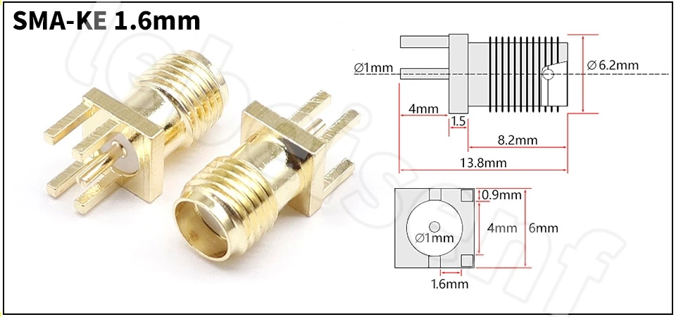 SMA Female Jack Male Plug Adapter Solder Edge PCB Straight Right angle Mount RF Copper Connector Plug Socket