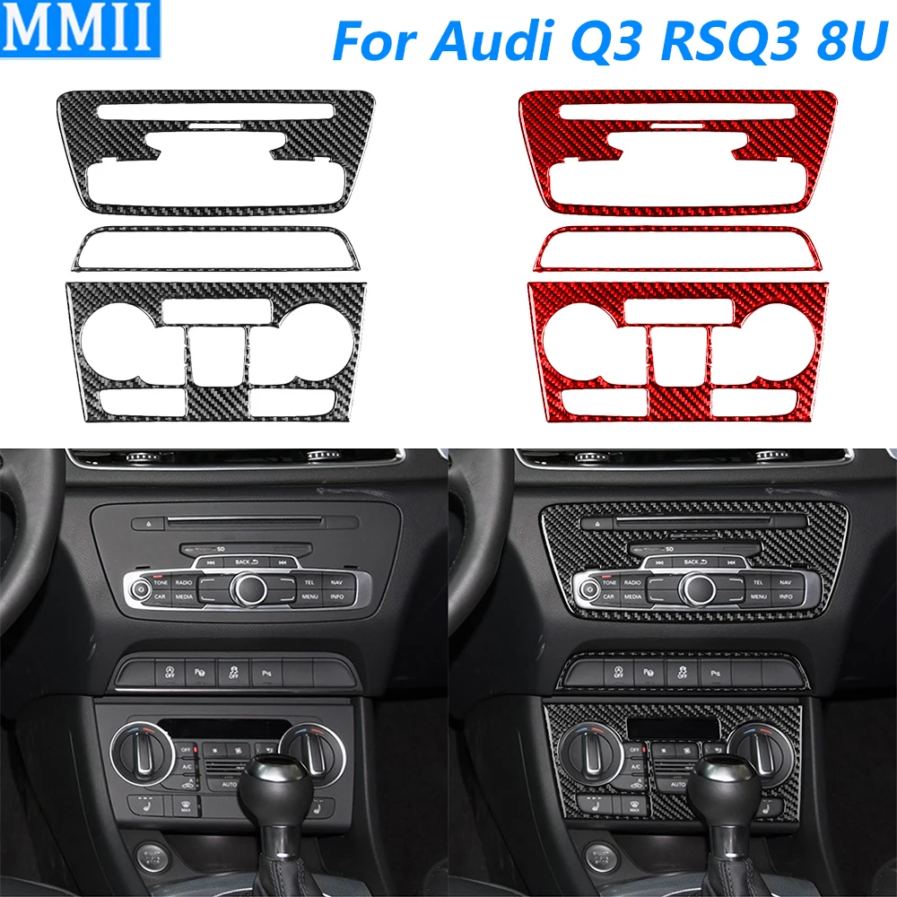 

Для Audi Q3 RSQ3 8U 2015-2018 углеродное волокно центральное управление радио CD AC панель комплект отделка крышка автомобильные аксессуары внутренняя наклейка