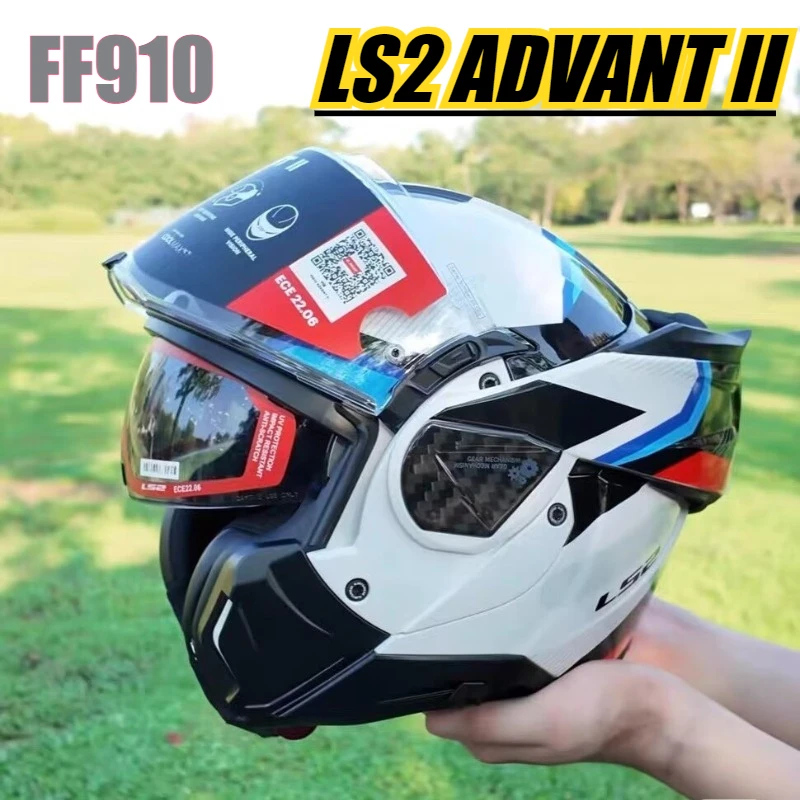 

LS2 ADVANT II FF910 Мотоциклетный шлем Backflip Полный шлем с двойной линзой Полный шлем из углеродного волокна Casco