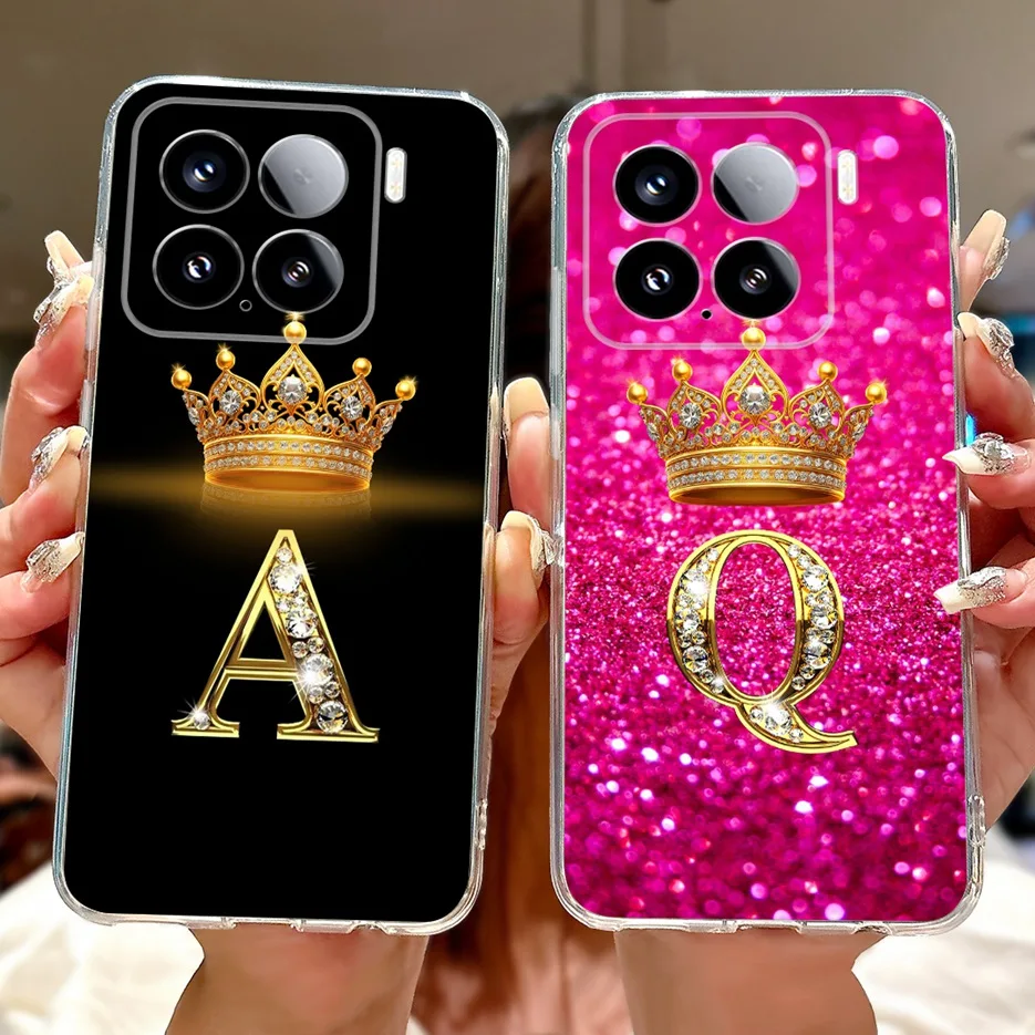 For Xiaomi 15 Pro Case Mi 15 5G Cute Crown Letters Cover Clear Silicone Soft Slim Phone Case For Xiaomi Mi 15 Pro Mi15 5G Bumper