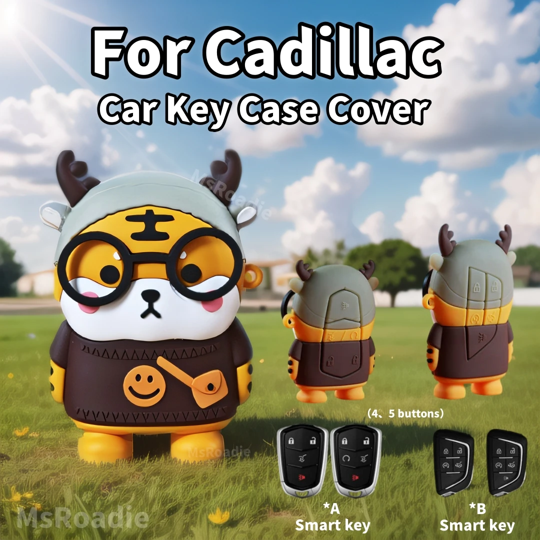 Tiger Key Case Cover Protect Shell Fob For Cadillac ATS CT6 CTS DTS XT5 Escalade ESV SRX STS XTS ELR 2014 - 2018 Car Accessories