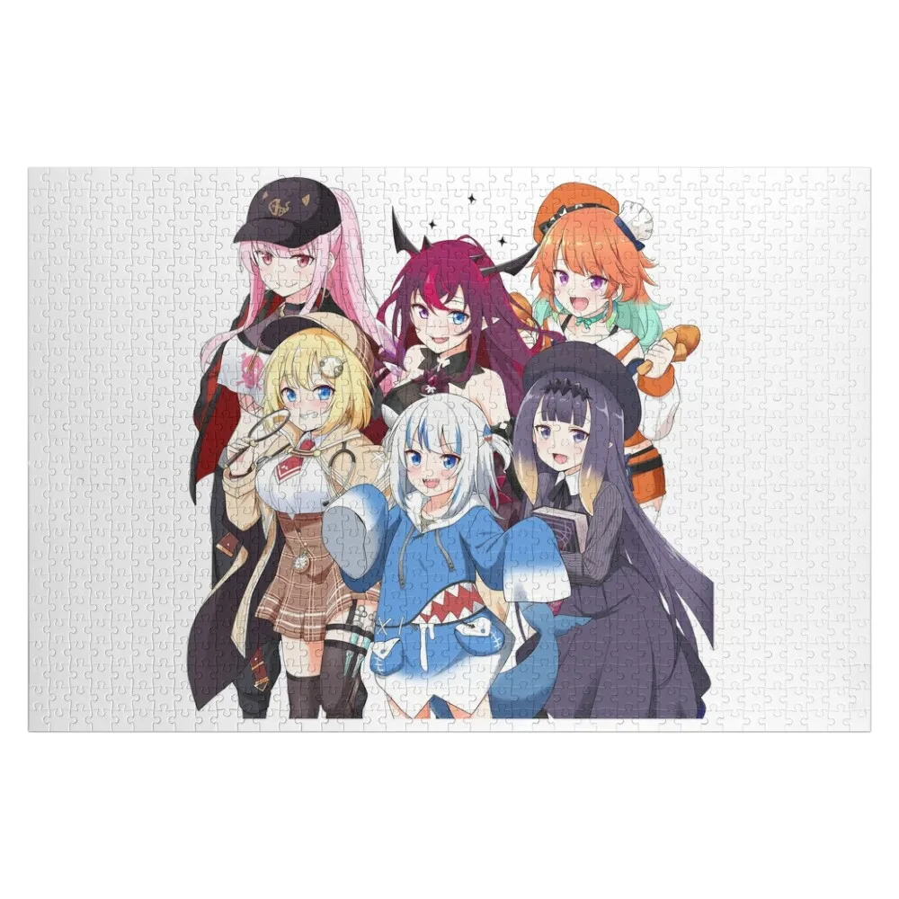 

Деревянный пазл Hololive EN с индивидуальным дизайном, персонализированный пазл с именем и животными, подарок для ребенка, настраиваемый пазл с именем.